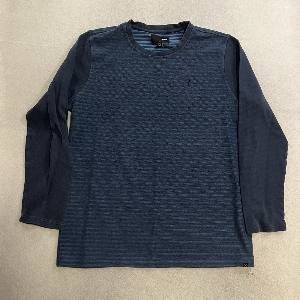 Hurley Shirt Men's Size 2XL Blue Terry Cloth Long Sleeve Hybrid Pullover